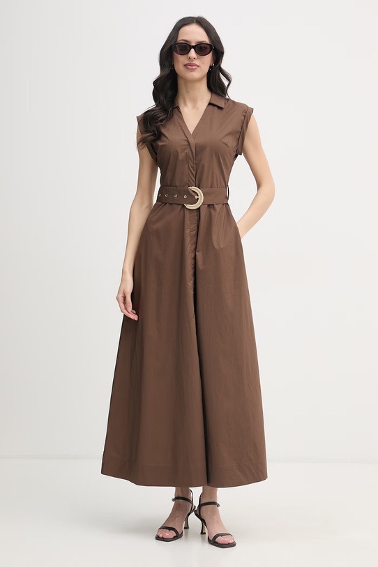 Gaudi sukienka koszulowa bawełniana 611FD15006 brązowy SS26