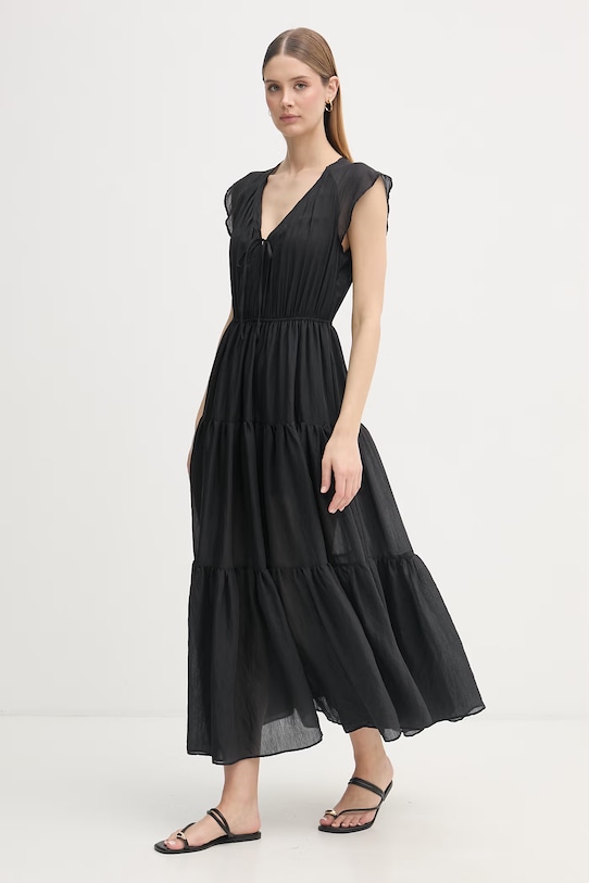 Gaudi sukienka babydoll z wiskozy 611FD15021 czarny SS26