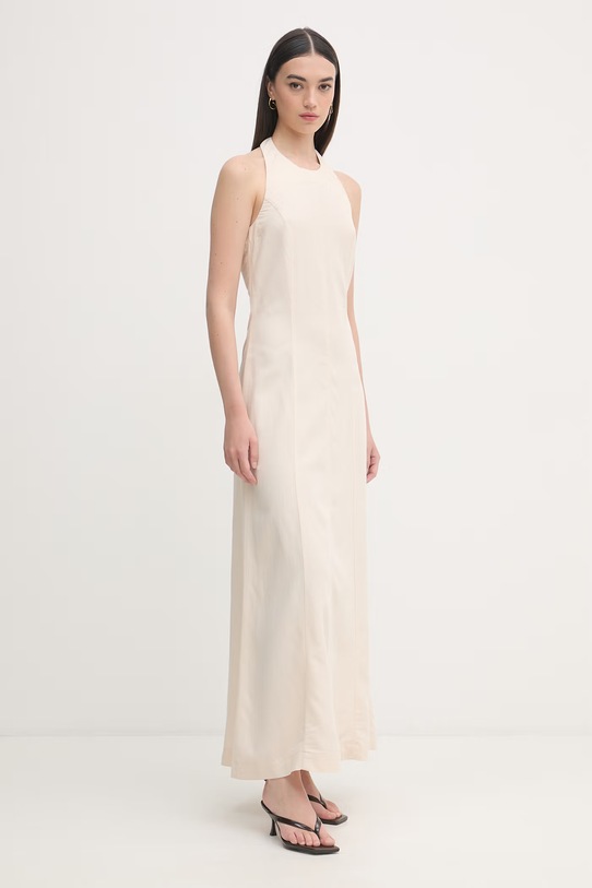 Gaudi sukienka halter z lnem 611FD15041 beżowy SS26