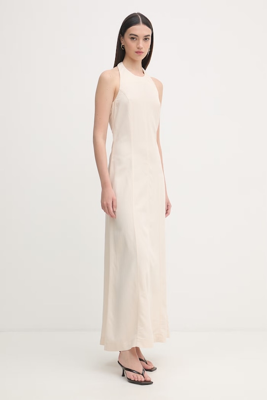 Gaudi sukienka halter z lnem 611FD15041 beżowy SS26