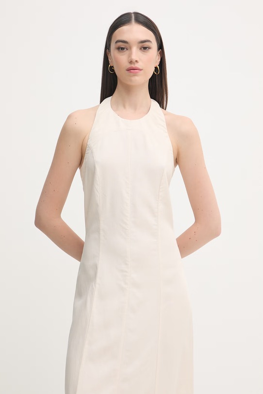 Gaudi sukienka halter z lnem beżowy 611FD15041