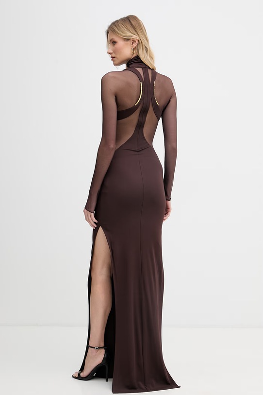 Elisabetta Franchi sukienka z wiskozą ABR2263E2 brązowy SS26