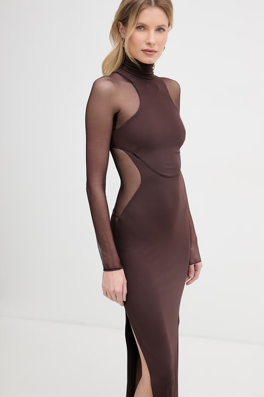 Elisabetta Franchi sukienka z wiskozą brązowy ABR2263E2