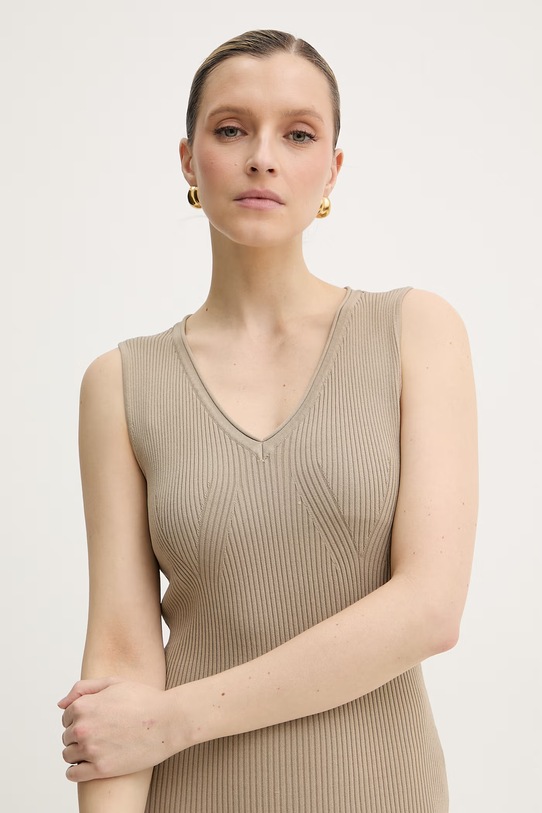 Armani Exchange рокля по тялото с вискоза бежов XW001900.AF10352