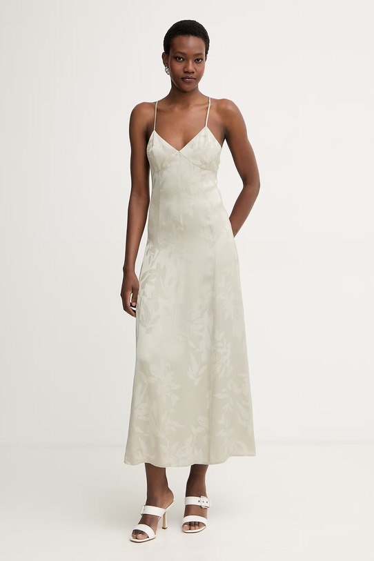 Armani Exchange letní šaty z viskózy XW002012.AF21551 béžová SS26