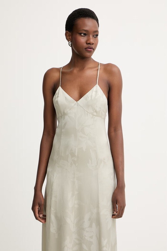 Armani Exchange letní šaty z viskózy béžová XW002012.AF21551