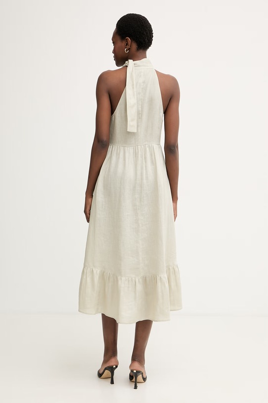 Oblačila Armani Exchange poletna obleka lanena XW002310.AF21532 bež