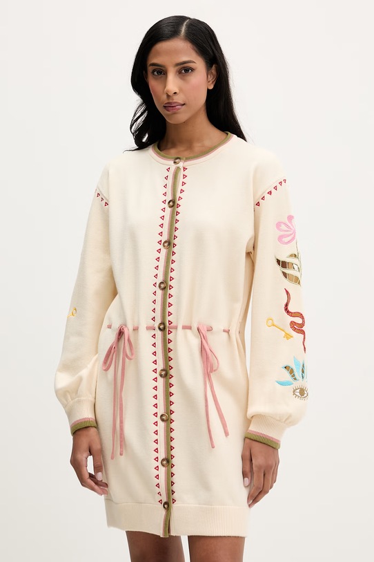 Never Fully Dressed sukienka casual beżowy NFDKN811