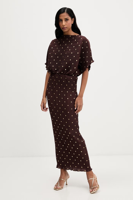 Never Fully Dressed sukienka NFDDR2193 brązowy SS26