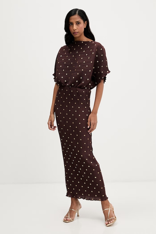 Never Fully Dressed sukienka NFDDR2193 brązowy SS26