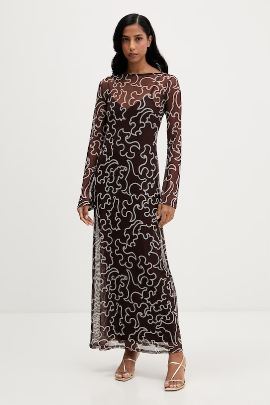 Never Fully Dressed sukienka NFDDR3207 brązowy SS26