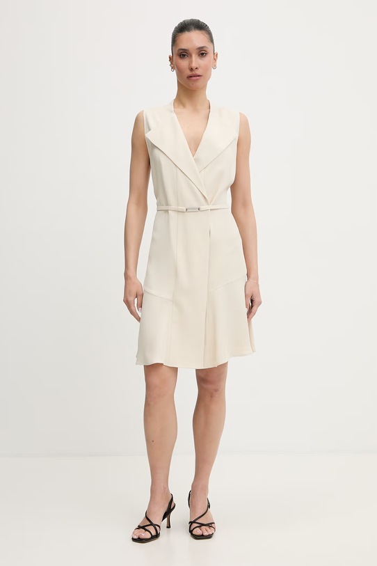 BOSS sukienka z wiskozy Dimosa-Mini beżowy 50554224