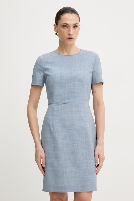 BOSS vestito in lana Dunera melange blu 50555451