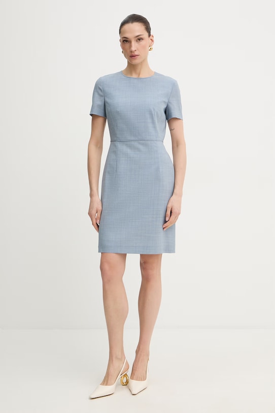 BOSS vestito in lana Dunera 50555451 blu SS26