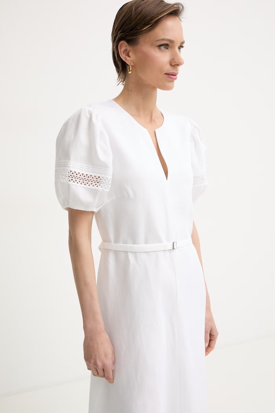 BOSS ljetna haljina s dodatkom lana Doralia bijela 50556233