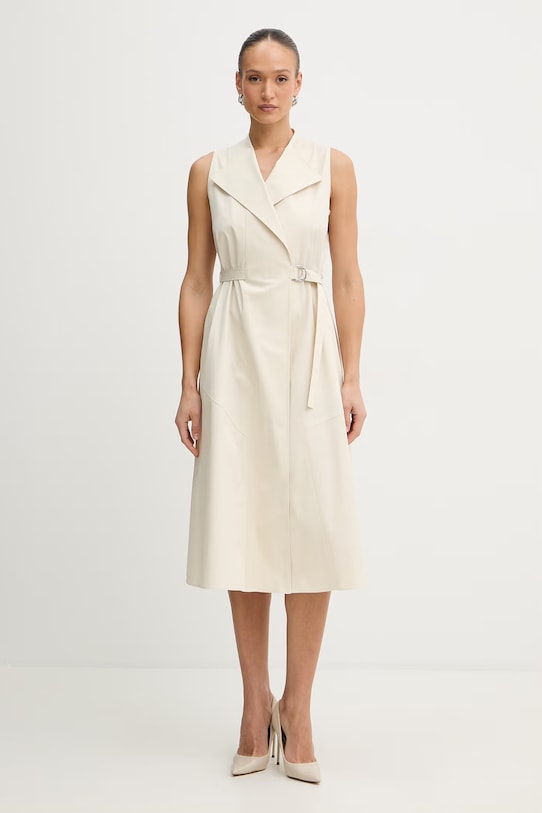 Šaty BOSS Dimosa2 midi béžová 50557446