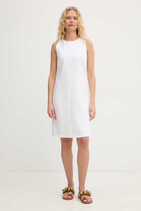 BOSS sukienka z lnem Dinderal beżowy 50557447