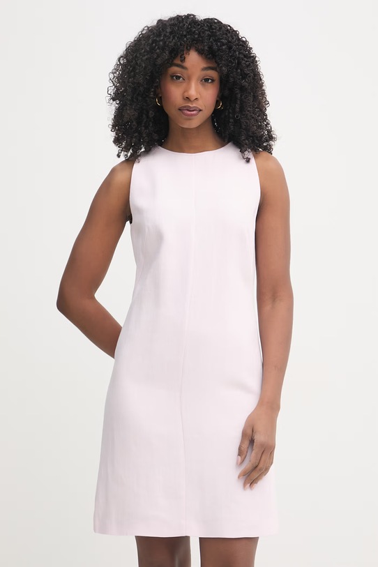 BOSS sukienka z lnem Dinderal różowy 50557447