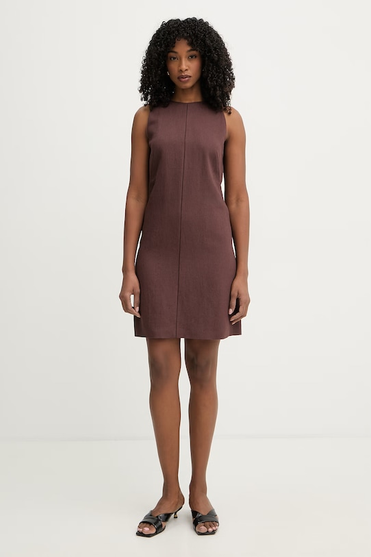 BOSS sukienka z lnem Dinderal 50557447 brązowy SS26