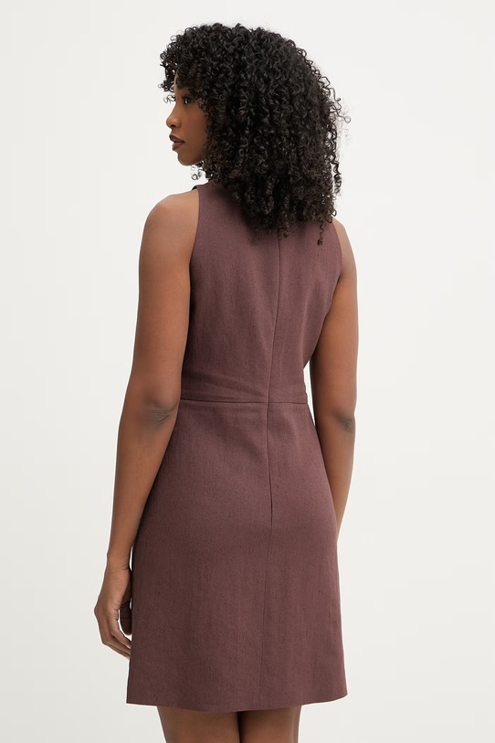 Odzież BOSS sukienka z lnem Dinderal 50557447 brązowy