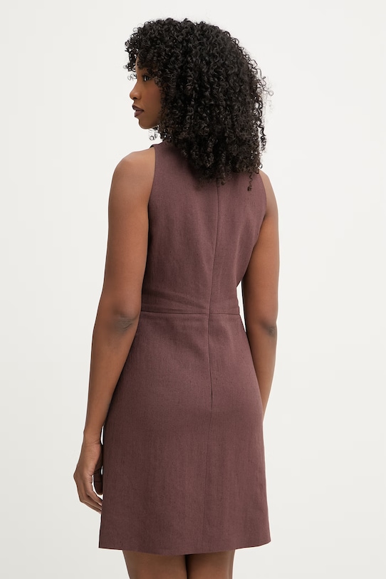 Odzież BOSS sukienka z lnem Dinderal 50557447 brązowy
