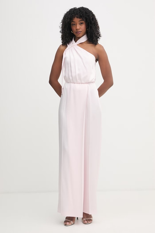 BOSS kombinezon asymetryczny damski z wiskozą Descarla różowy 50558299