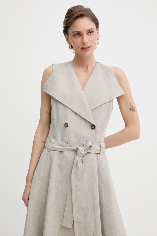 BOSS φόρεμα λινό Datrena1 μπεζ 50558551