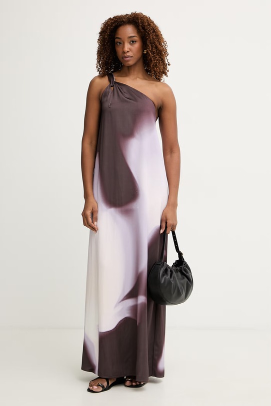 BOSS šaty s viskózou Dantea 50560086 hnedá SS26