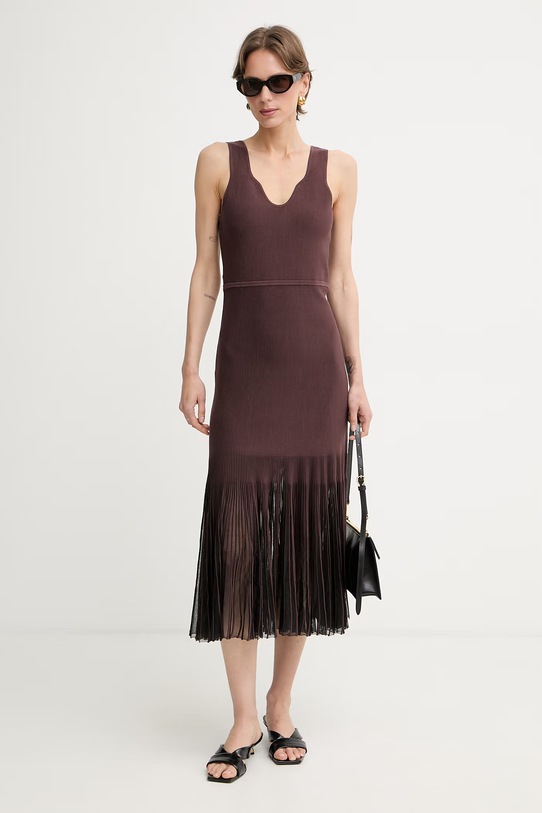 BOSS haljina s lyocellom Floe 50557146 smeđa SS26