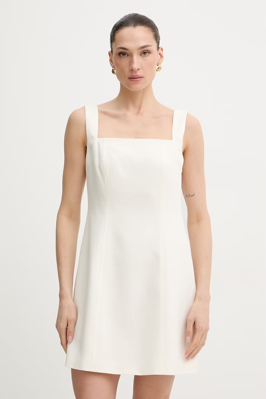 Šaty s příměsí lnu BOSS Orange C Dalily 50556553 béžová SS26