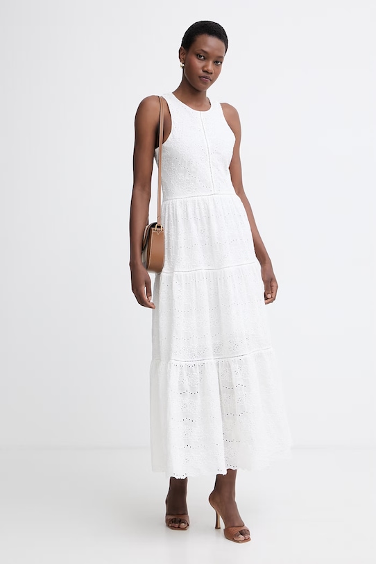 BOSS Orange letné šaty bavlnené C Denvia 50559080 béžová SS26