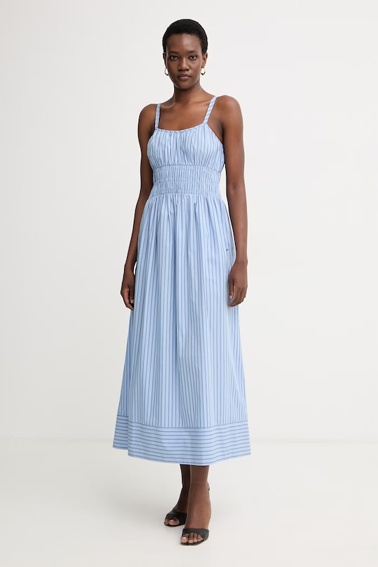 BOSS Orange haljina A-kroja od pamuka C Diplyn plava 50559218