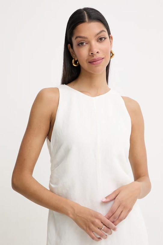 BOSS Orange sukienka z lnem C Delinna beżowy 50559243