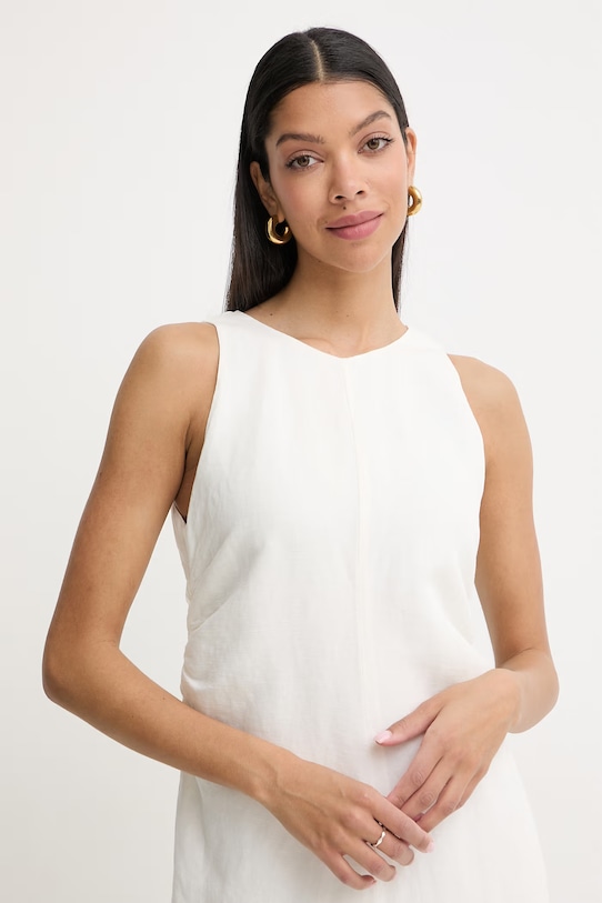 BOSS Orange sukienka z lnem C Delinna beżowy 50559243