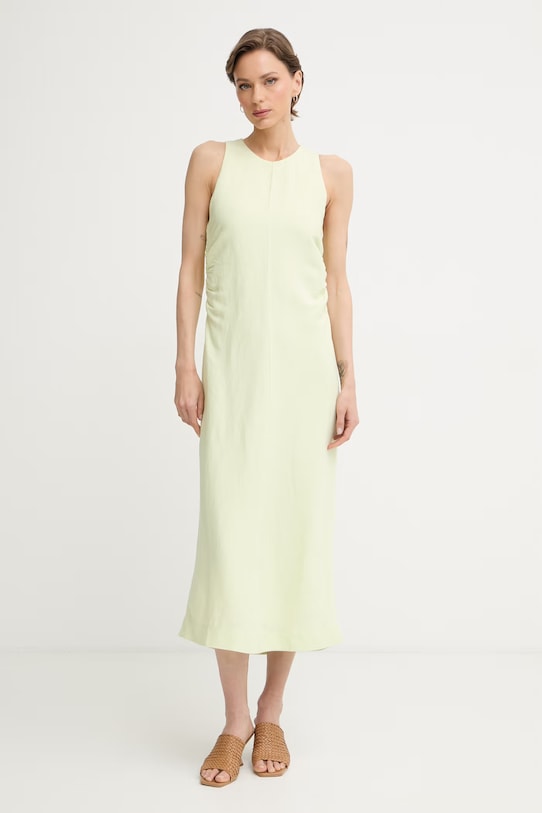 BOSS Orange φόρεμα με λινό C Delinna πράσινο 50559243