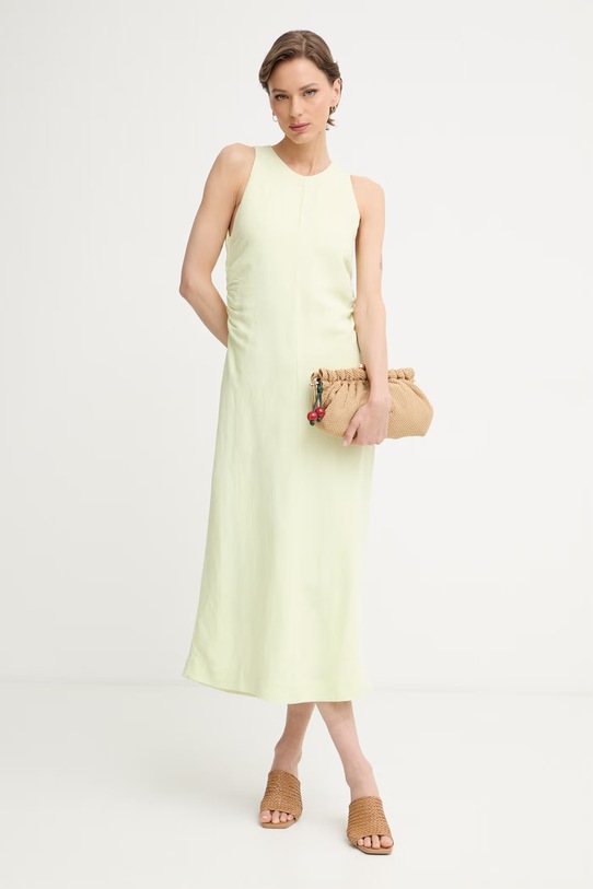 BOSS Orange сукня з льоном C Delinna 50559243 зелений SS26