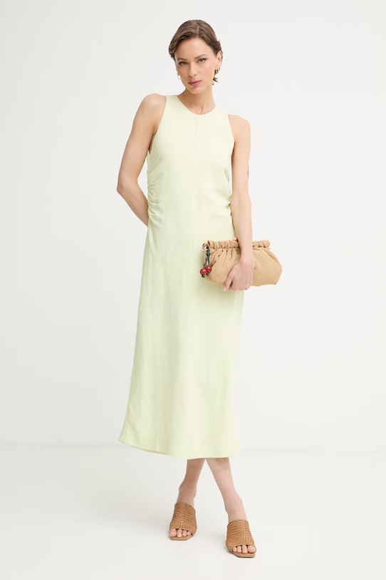 BOSS Orange φόρεμα με λινό C Delinna 50559243 πράσινο SS26