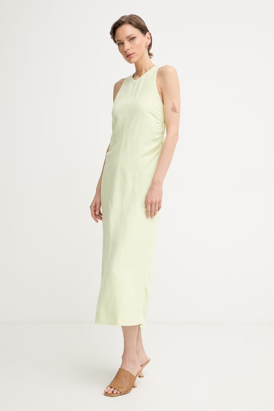 BOSS Orange сукня з льоном C Delinna зелений 50559243