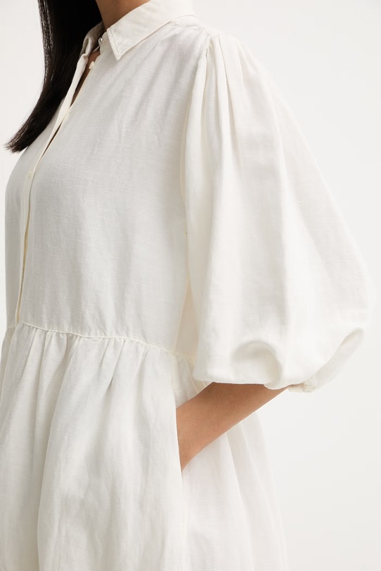 BOSS Orange sukienka koszulowa z lnem C Disenna 50559265 beżowy