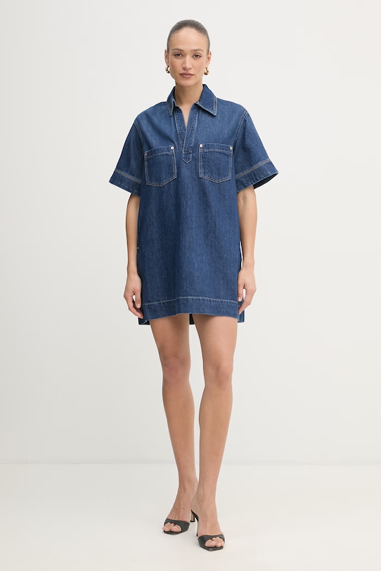 BOSS Orange denim obleka C POLO DRESS 50558674 mornarsko modra SS26