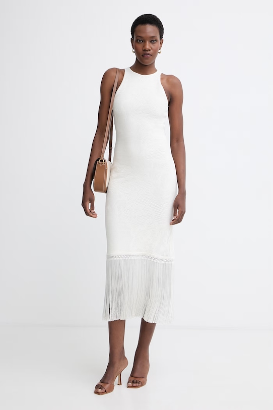 BOSS Orange καλοκαιρινό φόρεμα με βισκόζη C Farseille 50559734 μπεζ SS26