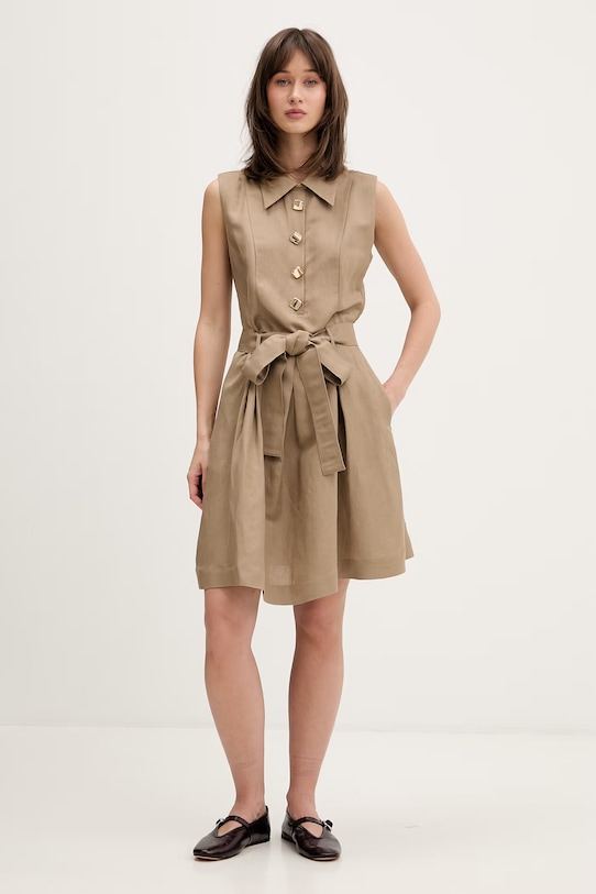 HUGO malé černé šaty lněné Kaleisi 50559516 béžová SS26