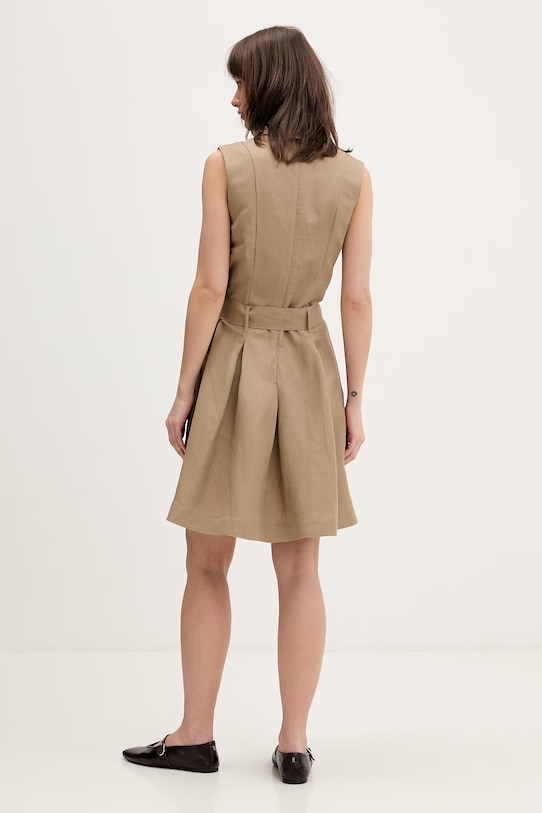 Oblečení HUGO malé černé šaty lněné Kaleisi 50559516 béžová