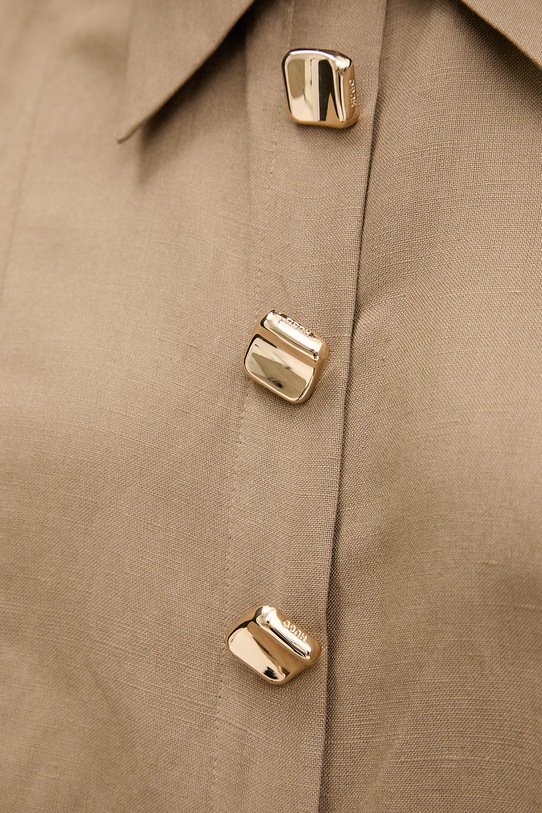 HUGO malé černé šaty lněné Kaleisi 50559516 béžová