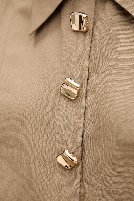 HUGO malé černé šaty lněné Kaleisi 50559516 béžová