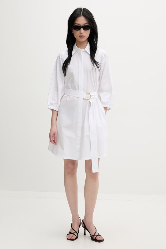 HUGO haljina od pamuka 50559525 bijela SS26