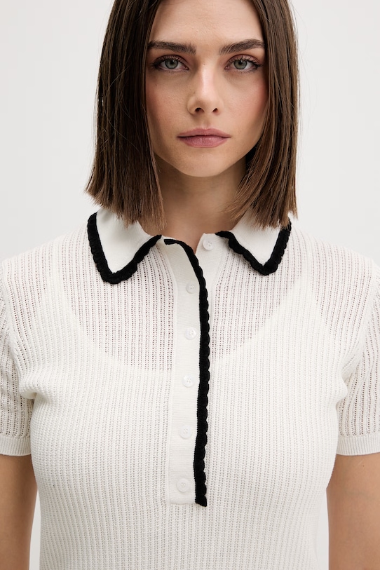 HUGO sukienka sweterkowa bawełniana Slysy beżowy 50557776