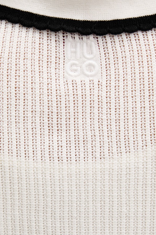 HUGO sukienka sweterkowa bawełniana Slysy 50557776 beżowy