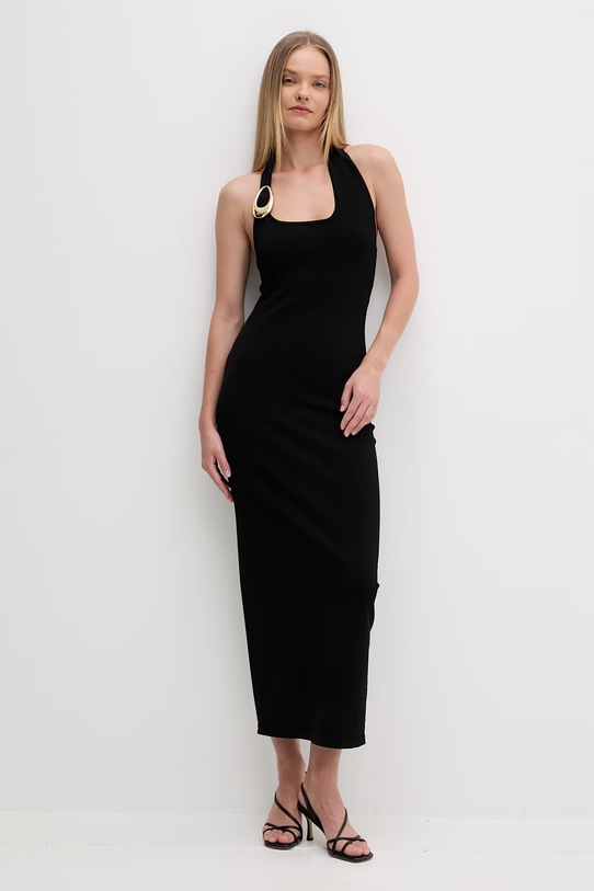 HUGO Mala crna haljina s viskozom Shagar 50557781 crna SS26