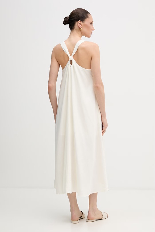 Odzież Dkny sukienka z dodatkiem lnu DJ6D9162 beżowy